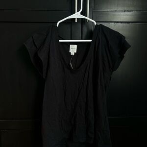 Anthropologie Maeve Elegant Black Tee